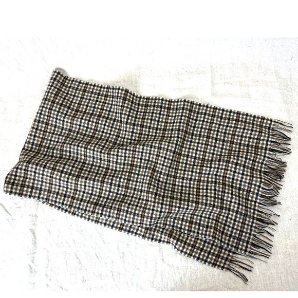Pendleton Wool Scarf Brown Black Plaid 48"x13" - Picture 3 of 7